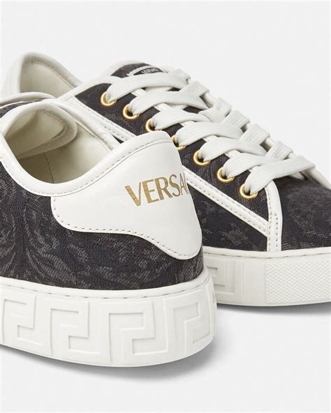 versace white sneakers women's|barocco high top greca sneakers.